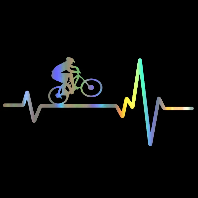 Mountain Biking Cartoon - ملصق سيارة إبداعي لضربات القلب ،